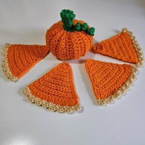 Crochet Pumpkin and Pie Coasters